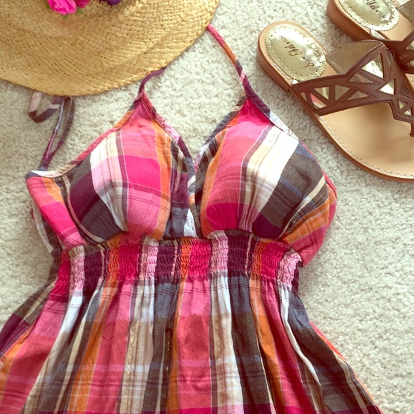 🔴SOLD🔴 HP☀️Adorable Chesley Plaid Print Sundress - Picture 2 of 4